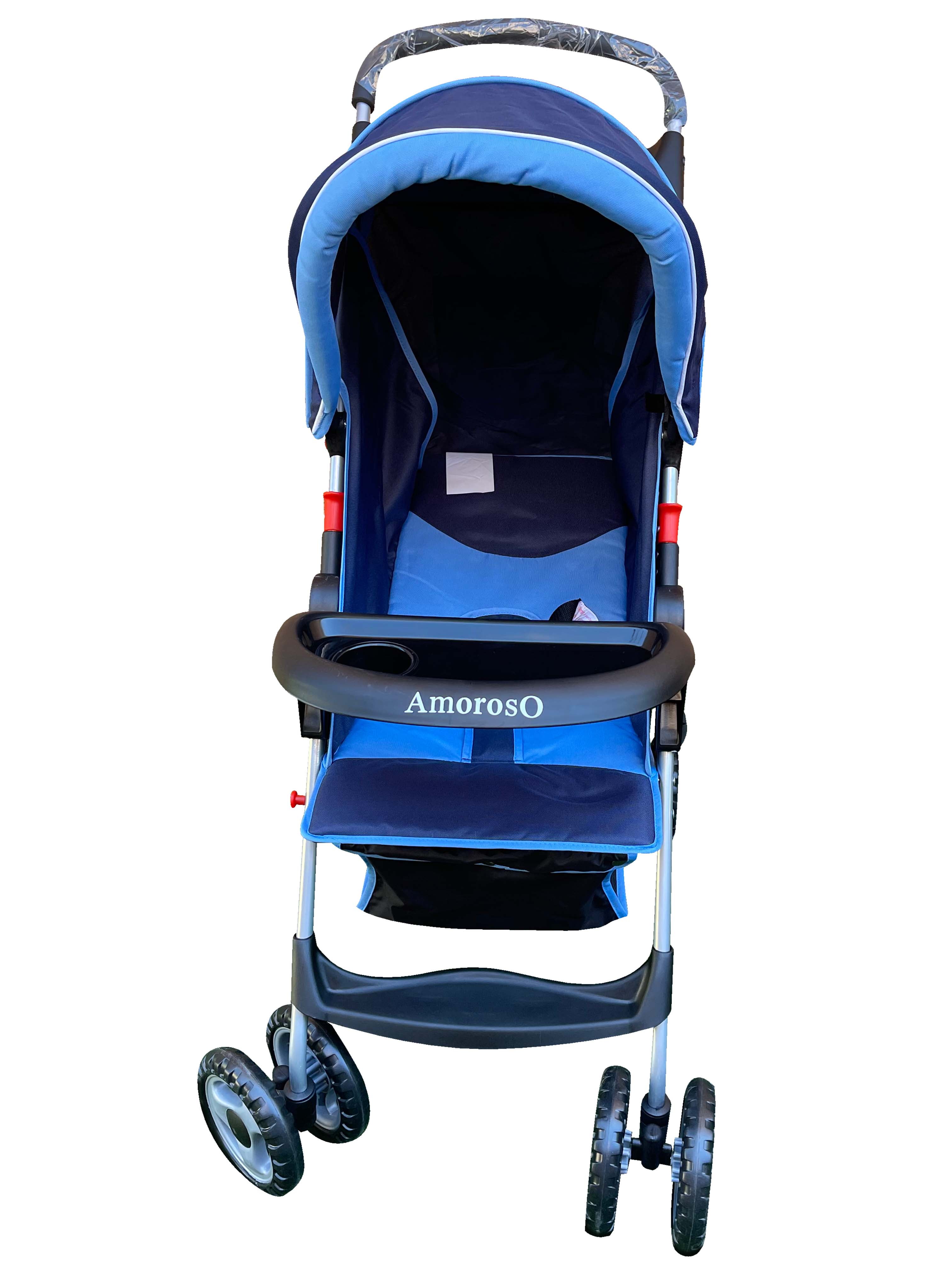 AmorosO Convenient Baby Stroller with Large Storage Blue Single Stroller for Girls and Boys