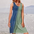 thumbnail image 2 of QLEICOM Womens Summer Color Block Print Sleeveless Sundress Casual Loose Swing T-Shirt Dress Tank Dress Army Green XL, US Size:10, 2 of 4