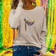 thumbnail image 5 of Craaazy Women's Crew Neck Long Sleeve Mardi Gras Loose Shirts Gifts, 5 of 5