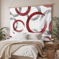 thumbnail image 3 of Red Grey Small Tapestry for Bedroom Wall Hanging Tapestry, Geometric Circle Modern Abstract Simple Art Ceiling Backdrop Tapestries Poster Blanket Wall Decor for Teens Room Living Room Dorm 23" x 28", 3 of 8