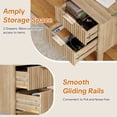 thumbnail image 4 of 17.7" Wide Fluted Nightstand Set of 2 Modern Wood Bedside Table with 2 Drawers, Mid Century End Table for Bedroom Living Room Office, Oak, 4 of 7