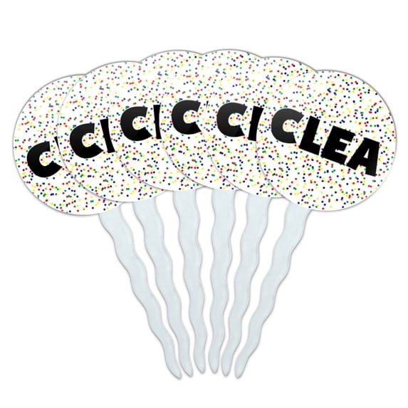 Clea Cupcake Picks Toppers - Set of 6 - Mutlicolored Speckles