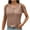 Khaki, variant on Women's Summer Button-Front Henley Off-Shoulder Blouse | Solid Color Casual Tops with Buttons | Plus Size Friendly (S-5XL)