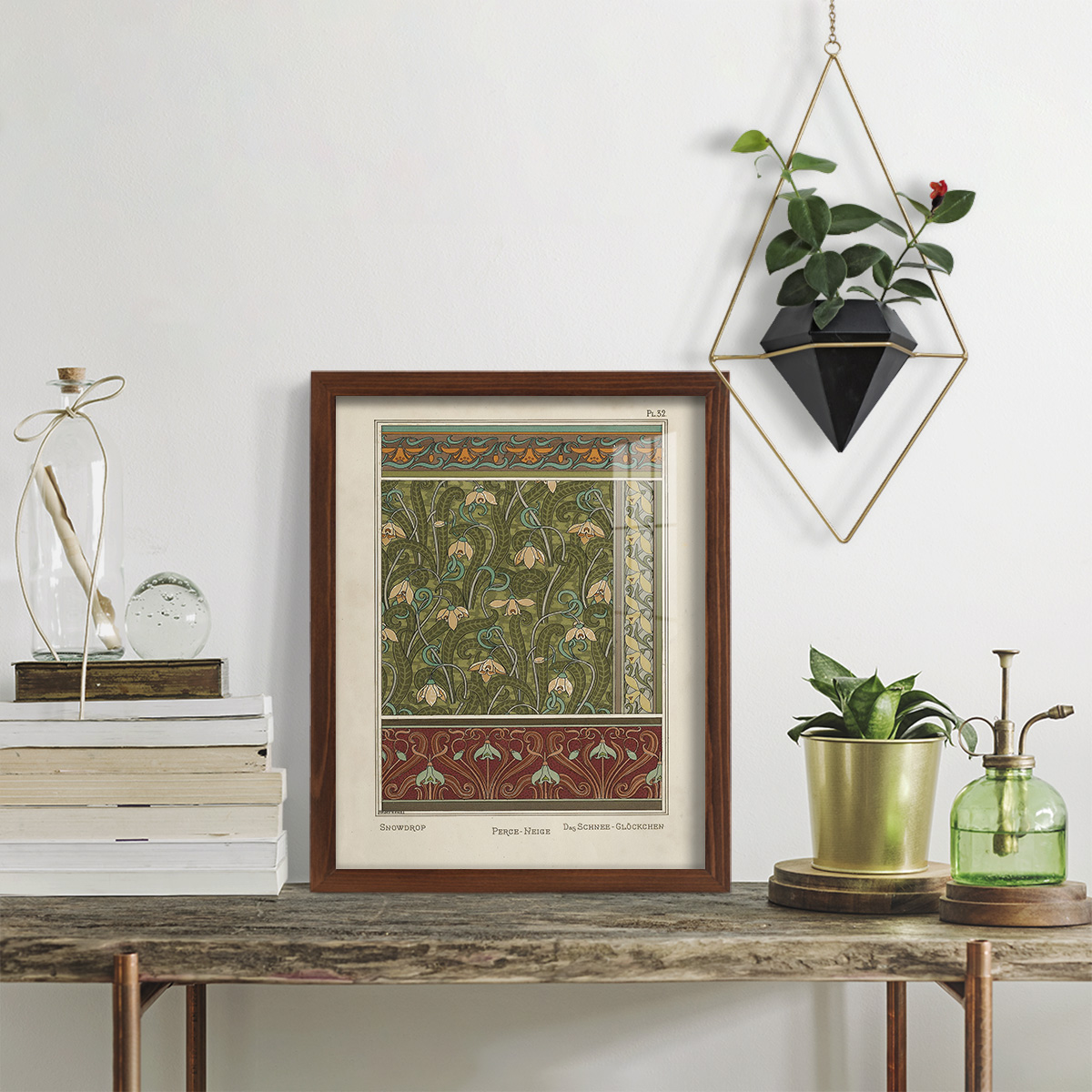 Nouveau Decorative VI - Framed Print w/glass - Chestnut
