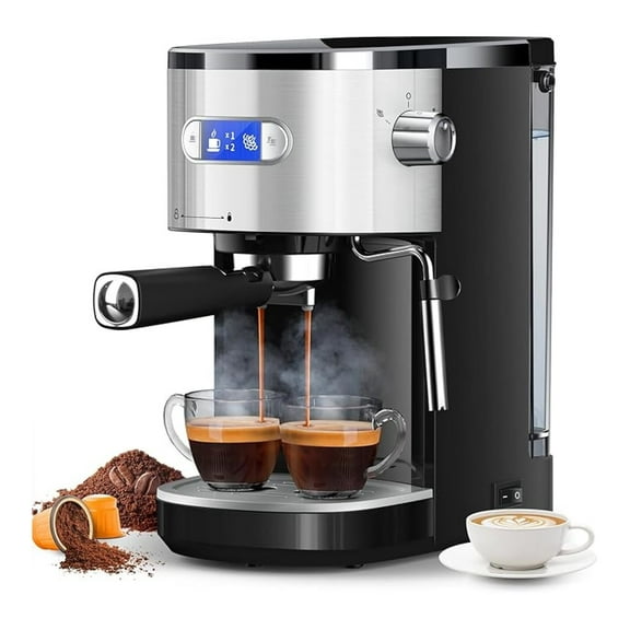 Espresso Machine 20 Bar, Semi-Automatic Espresso Maker with Milk Frother Wand, 45 OZ Removable Water for Cappuccino, Latte, Home
