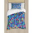 thumbnail image 1 of Modern Duvet Cover Set Twin Size, Vivid Rainbow Colored Mosaic Design Shapes in Blue Yellow Green Orange Red Artwork, Decorative 2 Piece Bedding Set with 1 Pillow Sham, Multicolor, by Ambesonne, 1 of 3