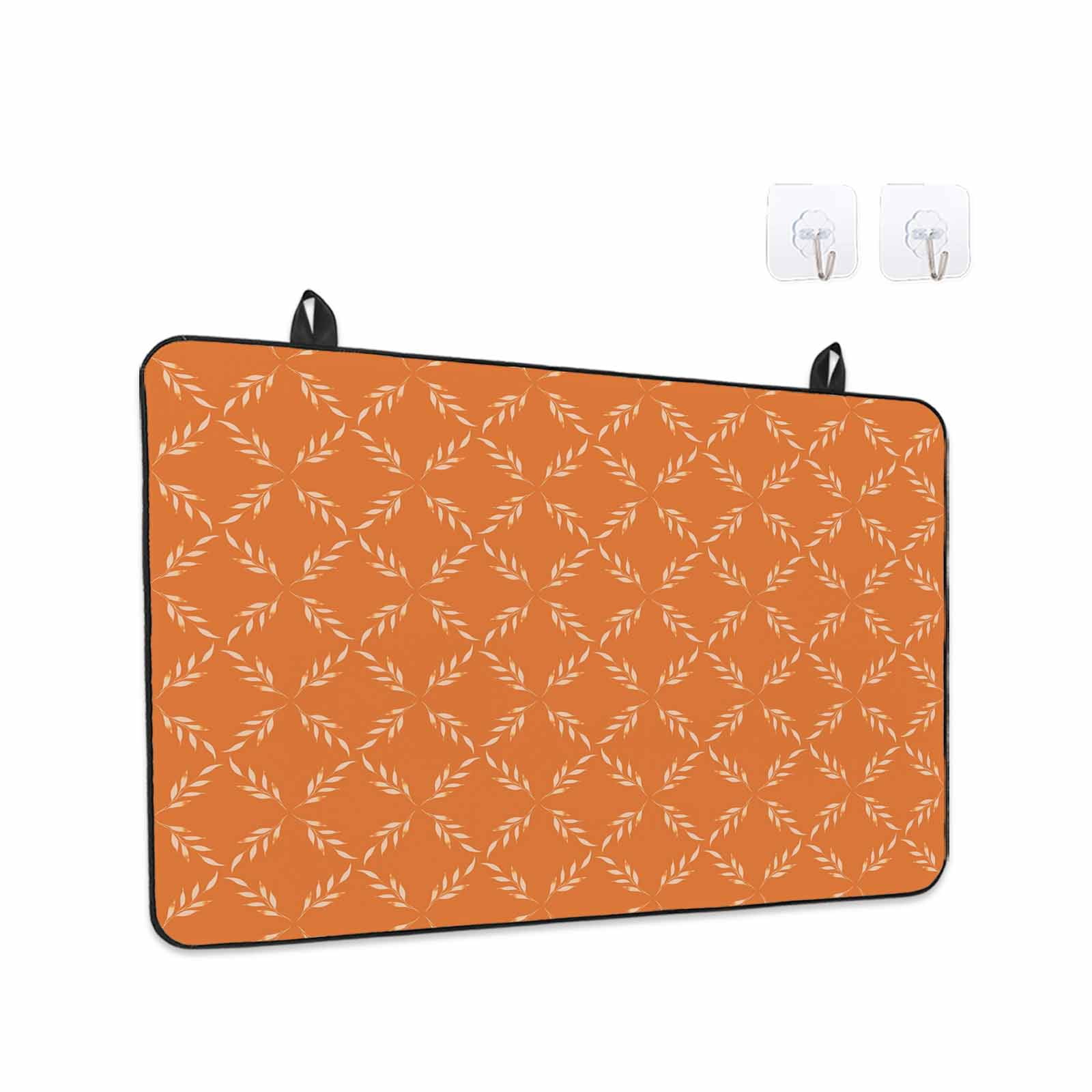 Orange Morocco Stove Top Cover for Electric Stove, Heat-proof & Non Slip Glass Top Stove Cover Protector, Geometric Leaf Diamond Lattice Abstract Kitchen Flat Cooktop Rubber Mat 24x21 Inches