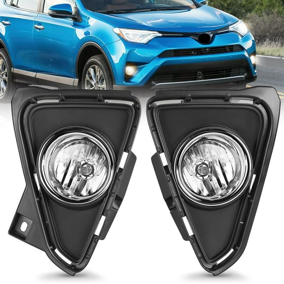 Nilight Fog Lights Assembly Compatible with 2016 2017 2018 Toyota RAV4 Fog Lamp Bumper Light Replacement Clean Lens Passenger and Driver Side with 12V H11 552 Halogen Bulbs