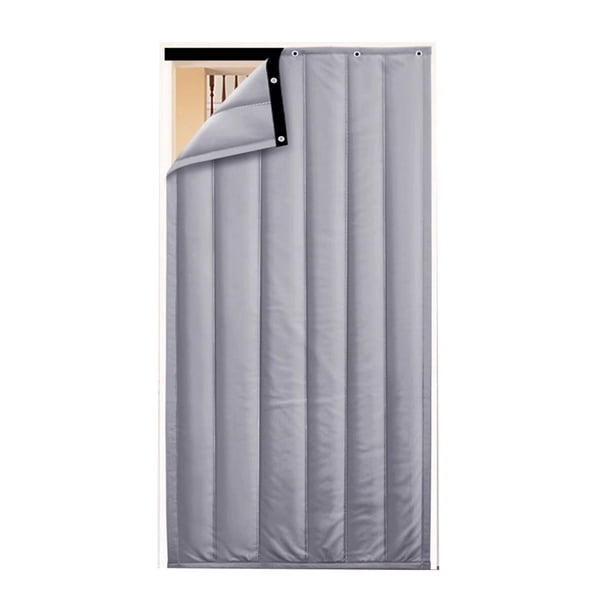 Wosthever Manténgase cálido y cómodo, cortina de puerta impermeable no tóxica, cortinas de puerta de invierno, cortina de puerta térmica gris