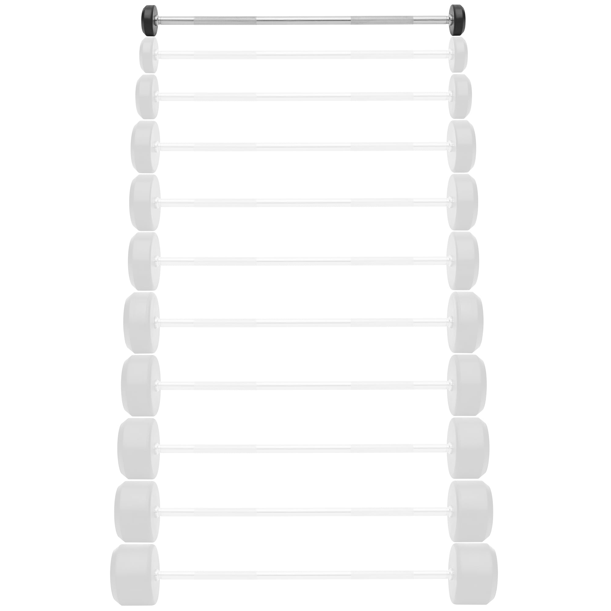 Philosophy Gym Rubber Fixed Barbell, 10 LB Pre-Loaded Weight Straight Bar for Strength Training & Weightlifting