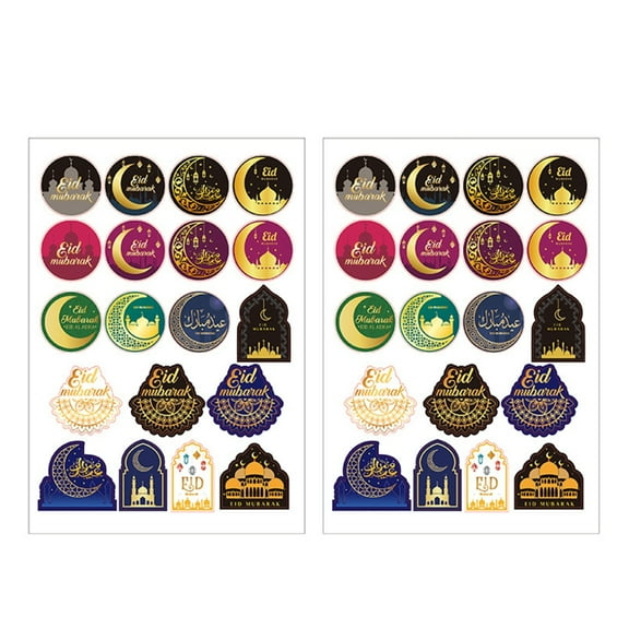 38 Pcs Ramadan Sticker Eid Mubarak Labels Decorative Sticker Self-Adhesive Labels Sticker for Water Bottles Computer