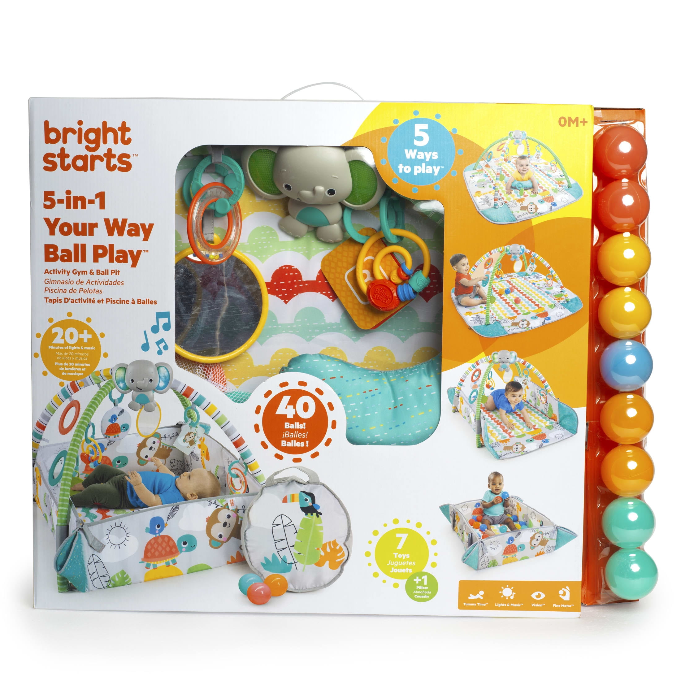 Bright Starts 5-in-1 Your Way Ball Play - Jumbo Play Mat Converts to Ball Pit Baby Gym, Newborns to Toddlers - Totally Tropical (Green)