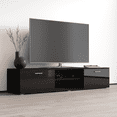 thumbnail image 2 of Soho S3 TV Stand for TVs up to 80", Modern High Gloss 71" Entertainment Center, TV Media Console with Storage Cabinets, 2 of 5