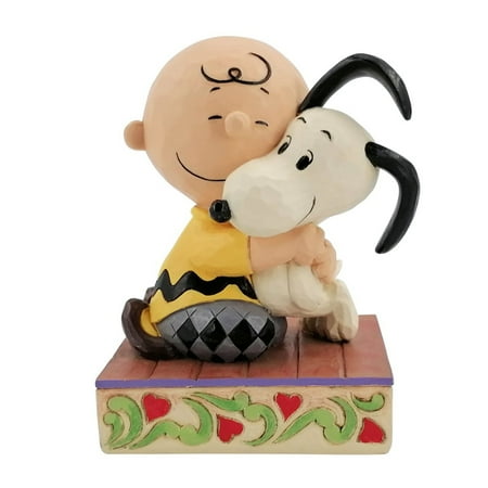 Jim Shore Peanuts 6007936 Charlie Brown Hugging Snoopy Figurine 4.5" H