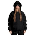 thumbnail image 2 of Fall Fashion Hoodies for Women Hoodie with Eyemask Elastic Adjustable Strings Long Sleeve Sweatshirts Side Pockets Solid Color Tops Casual Streetwear Winter Outfit Plus Size, 2 of 8