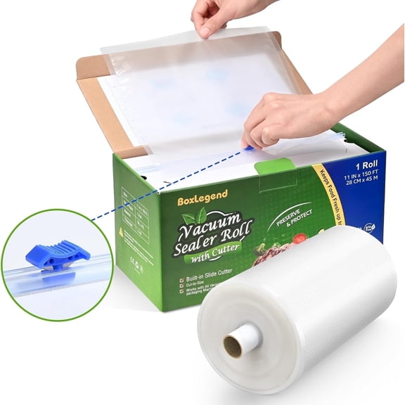 BoxLegend 11" x 150' Vacuum Sealer Bags  with Cutter, Vacuum Seal Bag Roll for Food, Food Saver Bags for Sealer