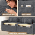 thumbnail image 6 of Noelse 79" Convertible Sofa Bed, 6-in-1 Pull-Out Sleeper, Corduroy Loveseat Chaise Lounge, Dark Gray, 6 of 10