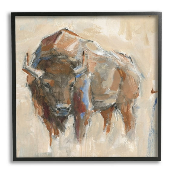 Stupell Industries Bison Portrait Country Wildlife Painting Painting Black Framed Art Print Wall Art, Design by Ethan Harper