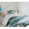 thumbnail image 4 of Ambesonne Forest Quilted Bedspread Set 2 Pcs, Winter Snowy Foliage, Twin Size, Turquoise White, 4 of 6