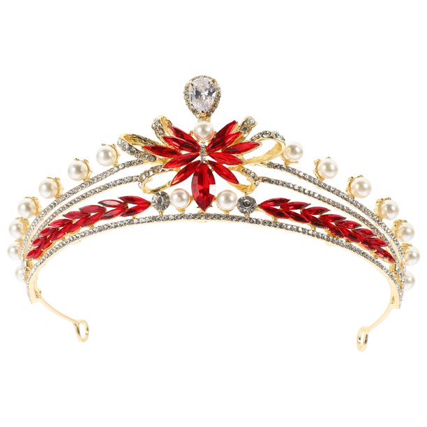 KAKOWELY Corona de perlas, diadema con diamantes de imitación para boda, corona de diamantes de imitación para novia, diadema con perlas para novia
