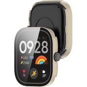 2 Pack Hard PC Case with Screen Protector Compatible with Redmi Watch 4 Smartwatch Accessories Full Coverage Ultra-Thin Protective Cover Bumper Guard HD Tempered Glass Film for Women Men
