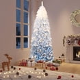 thumbnail image 1 of Bingirl Prelit Pencil Christmas Tree with 100 Dual Color LED Lights - Blue Gradient, Snow Flocked, 320 Branch Tips, Includes Metal Stand, 1 of 7