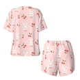 thumbnail image 6 of Wukai Rabbit And Cherry Women's Pajama Set,Short-Sleeve Top and Shorts with Elastic Waistband and Pockets for Loungewear, Yoga, and Casual Wear-Large, 6 of 8