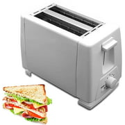 Toaster 2 Slice, with 6 Toasting Settings, Crumb Tray, Wide Slot, Automatic Multifunction Space Saving Fast Breakfast Machine Kitchen Gift White