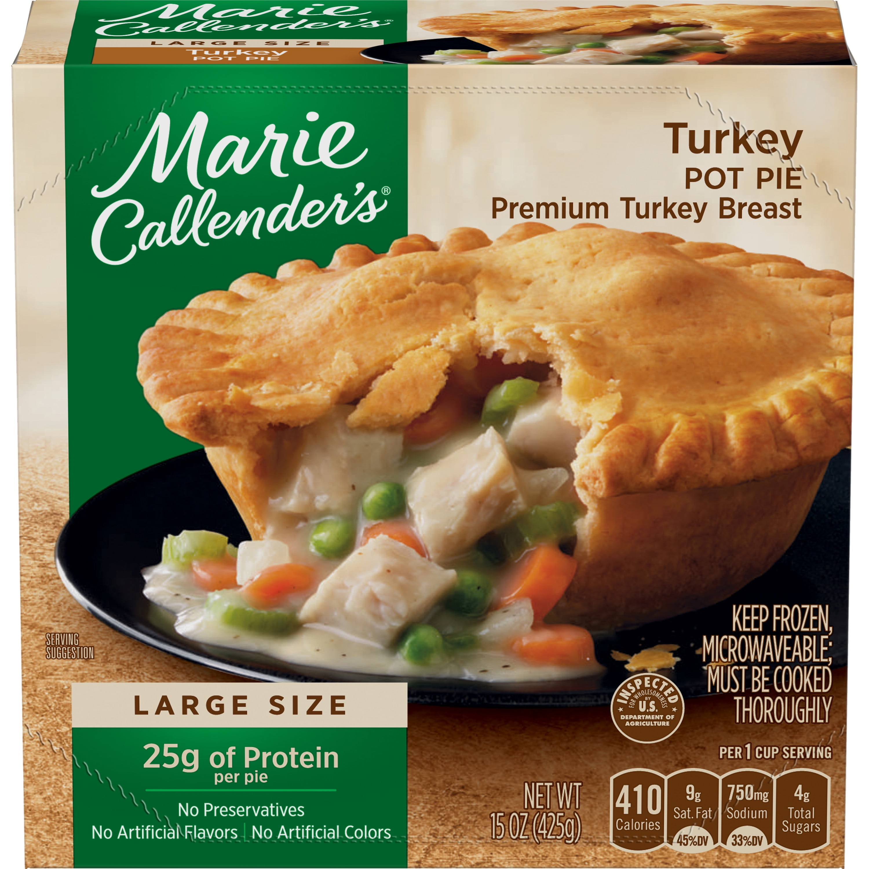Premium turkey. Мари pie. Non-Microwaveable Frozen meal. Keep Frozen Celebrity dinners.