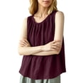 thumbnail image 7 of Women's Plain Sleeveless Tank Top Summer Oversized Crew Neck Basic Tee Tank Flowy Casual Boho Beach Vacation Tops Wine, 7 of 7