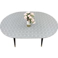 thumbnail image 1 of GFDYREE Oval Tablecloth Vinyl Fitted Elastic Edge with Flannel Backing - Gray Geometric Pattern - Waterproof Wipeable Table Cover -Fits Tables up to 48" W x 68" L, 1 of 7