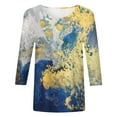 thumbnail image 4 of TSADFHJI Hauts à Manches Longues en Coton pour Femmes Col Rond Manches Trois-Quarts Style Ethnique Rétro T-Shirt Imprimé Décontracté S Orange, 4 of 5