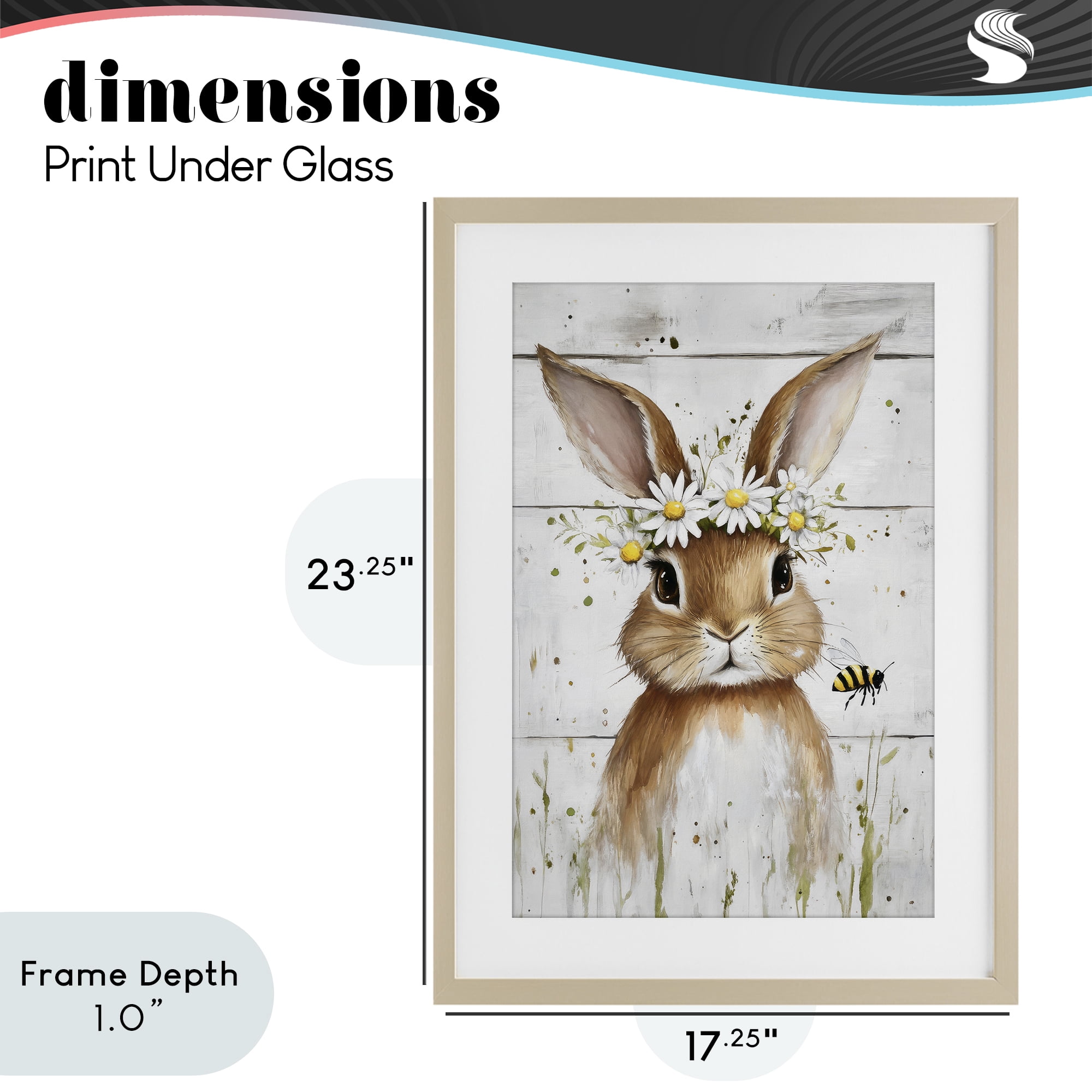 Stupell Industries The Bunny & The Bee Birch Framed Print Under Glass, design by Tina LeCour