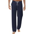 thumbnail image 1 of Pantalones casuales de lino para hombre, color sólido, rectos, ligeros, sueltos, de talle bajo, talla grande, elásticos, con cordón, para playa, yoga 062-azul marino 2XL 062-azul marino 2XL Xishao ropa, 1 of 2
