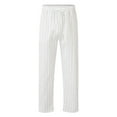 thumbnail image 3 of Men's Casual Pants Men's Summer Linen Straight Stripes Comfortable Breathable Outdoor Stretch Pants With Drawstring White 3XL, 3 of 4
