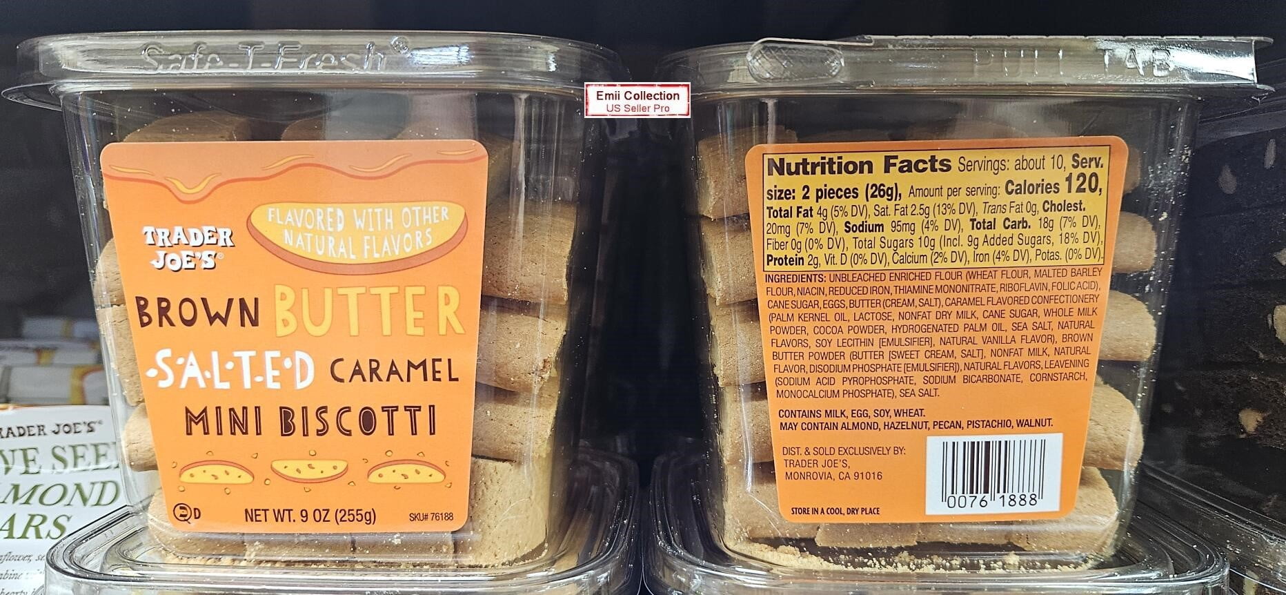 Trader Joe’s Brown Butter Salted Caramel Mini Biscotti 9oz 255g (2 Tubs)