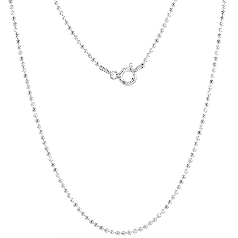 Solid 925 Sterling Silver Italian Ball Bead Chain Necklace, Made in Italy,  5mm Sterling Silver Ball Chain, Ball Necklace Chain 