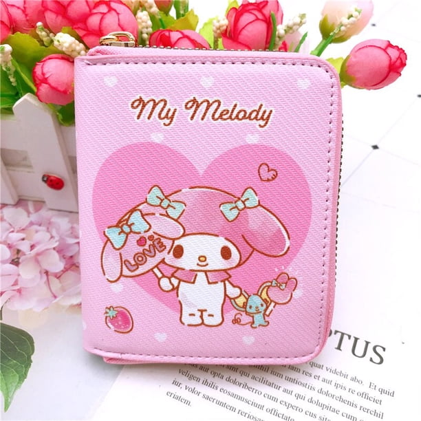Monedero de PU de Sanrio Kuromi Cinnamoroll, monedero de dibujos animados, My Melody, Pompón, Purin, llavero, Mini bolso de mano gym unisex