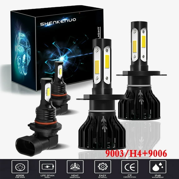 For Hyundai Accent 2018 2019 2020 LED Headlight Bulbs H4 High/Low Beam 9006 Fog light Bulbs 4pc