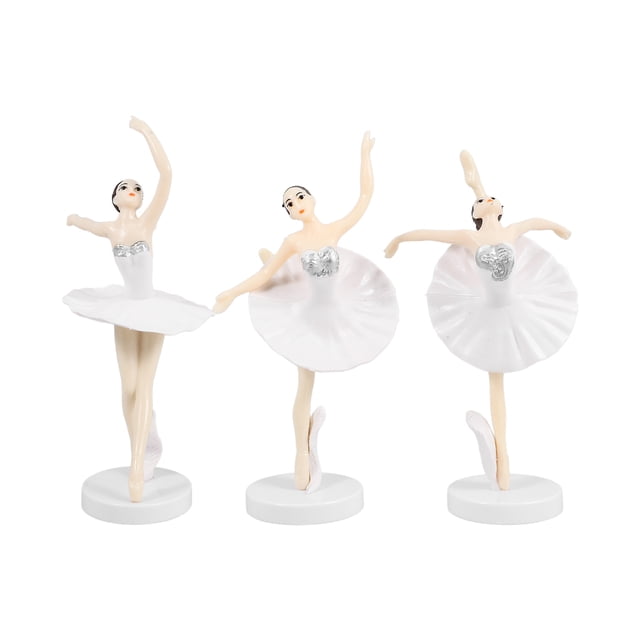 3 elegantes figuras de bailarina de ballet, escultura de bailarina, adorno para el hogar, decoración de pasteles de escritorio, regalo de cumpleaños para festivales (blanco)