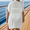thumbnail image 5 of AGWOLF Crochet Swim Cover Up for Women Summer Short Sleeve Kimono Boho Open Front Cardigan Beach Coverups for Women White Free Size, 5 of 10