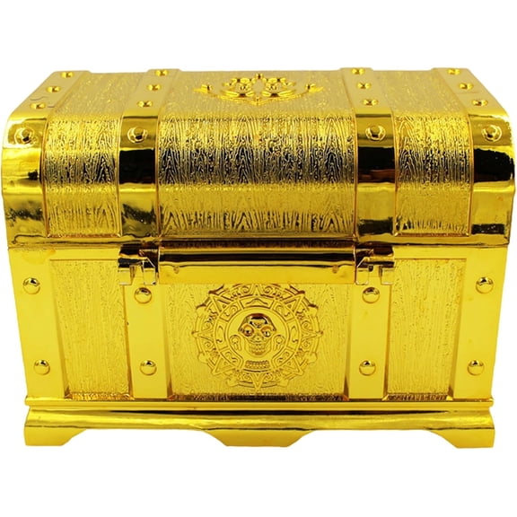 Yardly Treasure Chest Jewelry Boxes, AcrylonitrileButadieneStyrene, Gold, 1 Count 1