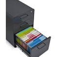 thumbnail image 5 of Poppin Stow 3-Drawer File Cabinet - Charcoal, 2 Utility Drawers and 1 Hanging File Drawer, Fully Painted Inside and Out, Powder-Coated Steel, Two Keys Included, Stationary, 5 of 9