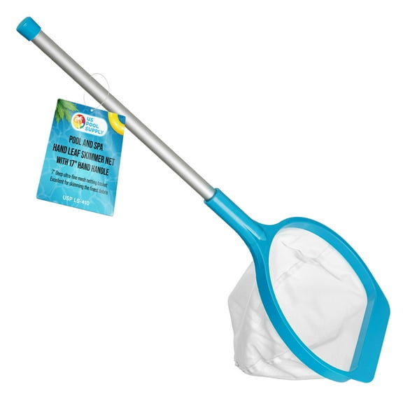 U.S. Pool Supply Spa, Hot Tub, Pool Hand Leaf Skimmer Net, 27" Long with Pole - Deep Ultra Fine Mesh Netting, Handheld Pool Cleaning Net, Clean the Finest Debris, Leaves, Ponds - Small Above Ground