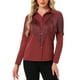 thumbnail image 1 of CAMISAS DE FRINGE PARA MUJER CHIC DE MANGA LARGA CON BOTONES, TOPS DE COWGIRL OCCIDENTAL EN ROJO OSCURO XL, 1 of 6