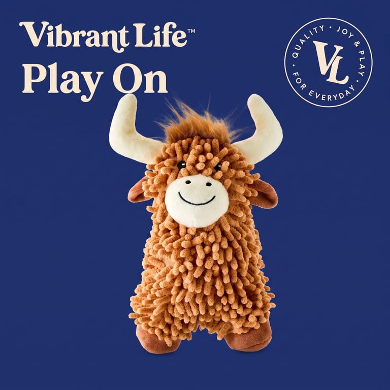 Vibrant Life Brown Highland Cow Plush Dog Toy photo 2