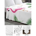 thumbnail image 6 of Pink Flamingos Queen Size Flat Sheet, Wrinkleproof & Fadeproof Cooling Flat Bed Sheet Only, Summer Green Tropical Palm Leaves Breathable Soft Bedding Top Sheets 90 x 102 Inches, 6 of 8