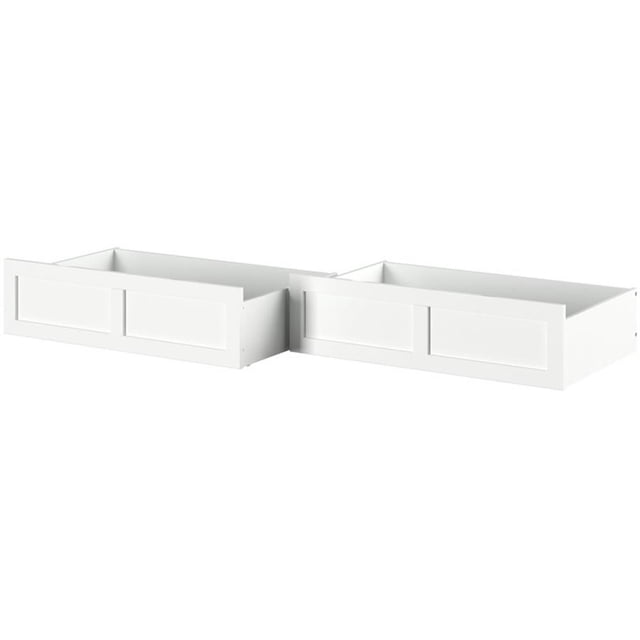 Pemberly Row Transitional Solid Wood Twin-Full Bed Drawer in White (Set of 2)