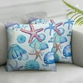thumbnail image 2 of COMIO  Nautical Coastal Coral Pillow Covers  Set of 2, Light Blue Throw Pillow Covers Seashell Starfish Pillow Covers  Square Cushion Covers for Couch Home Sofa Bedroom Living Room White, 2 of 6