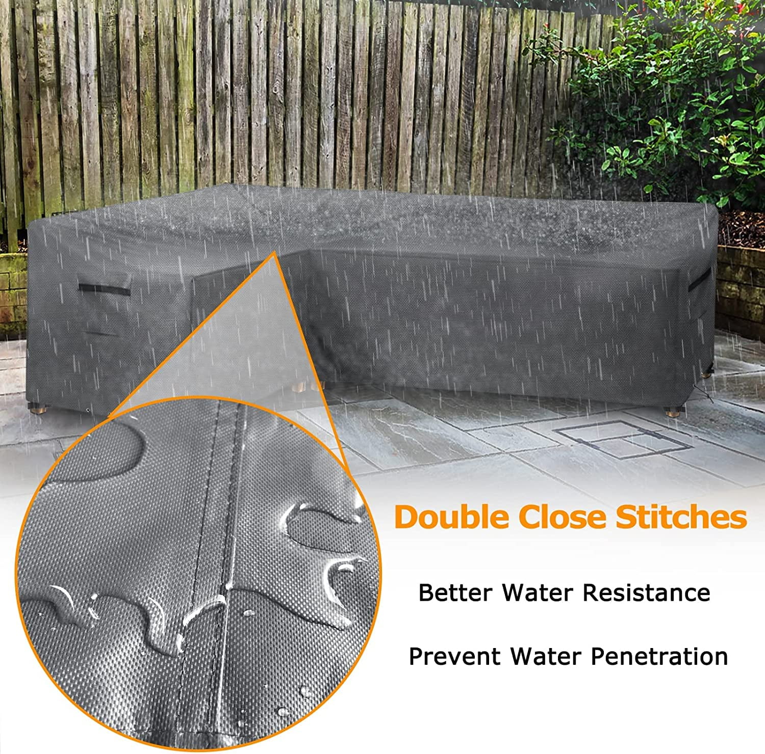 STARTWO Waterproof Patio Furniture Sectional Cover Large Oval Thickened Heavy Duty Outdoor Sofa Square Wicker Cover